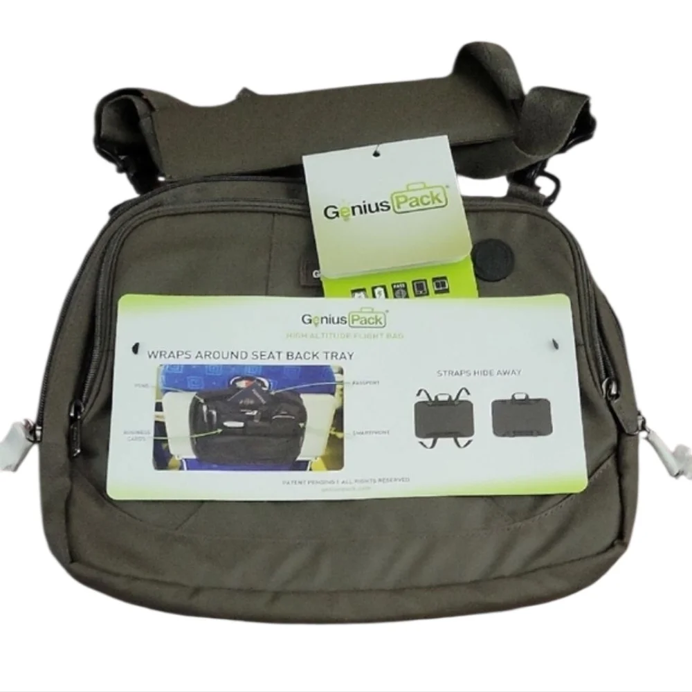 NWT Genius Pack Olive Green Seat Back Tray Bag